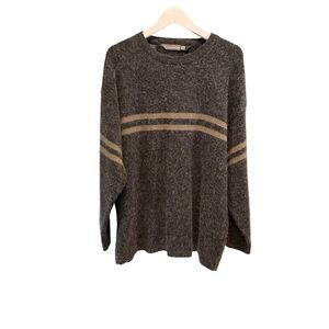 90’s Bullhead grey crewneck sweater with tan chest stripe - XL
